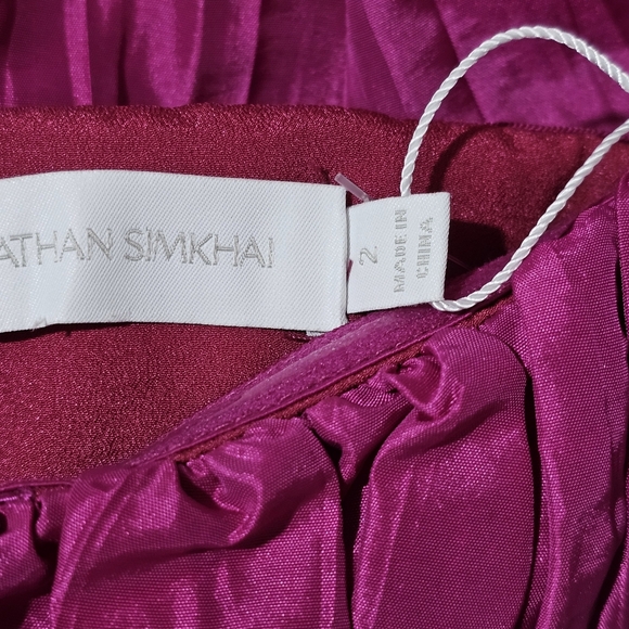 JONATHAN SIMKHAI Dresses Stefanie Taffeta Pleats Gown In Bougainvillea Size 2 - Picture 7 of 7